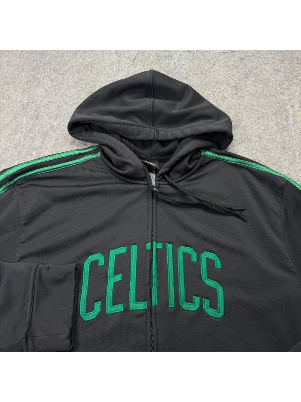 Boston Celtics Adidas Hoodie Men M Black Green Full Zip Fleece Jacket